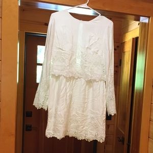 The Jet Set Diaries- Long sleeve white lacy dress